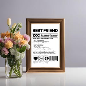 Best Friend Gift, Best Friend Recipe Printable Wall Art, Friend Birthday Gift, Bestie Gift, Sister Gift, Best Friend Poster, Bestie Wall Art