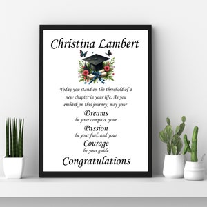 Personalised Graduation Quote, Graduation Gift, Graduation Printable Quote, High School Graduation Quote, Class of 2024, College Gift