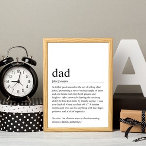 Dad Definition Print, Printable Funny Dad Definition, Dad Wall Art, Fathers Day Gift, Birthday Gift For Dad, Funny Dad Gift