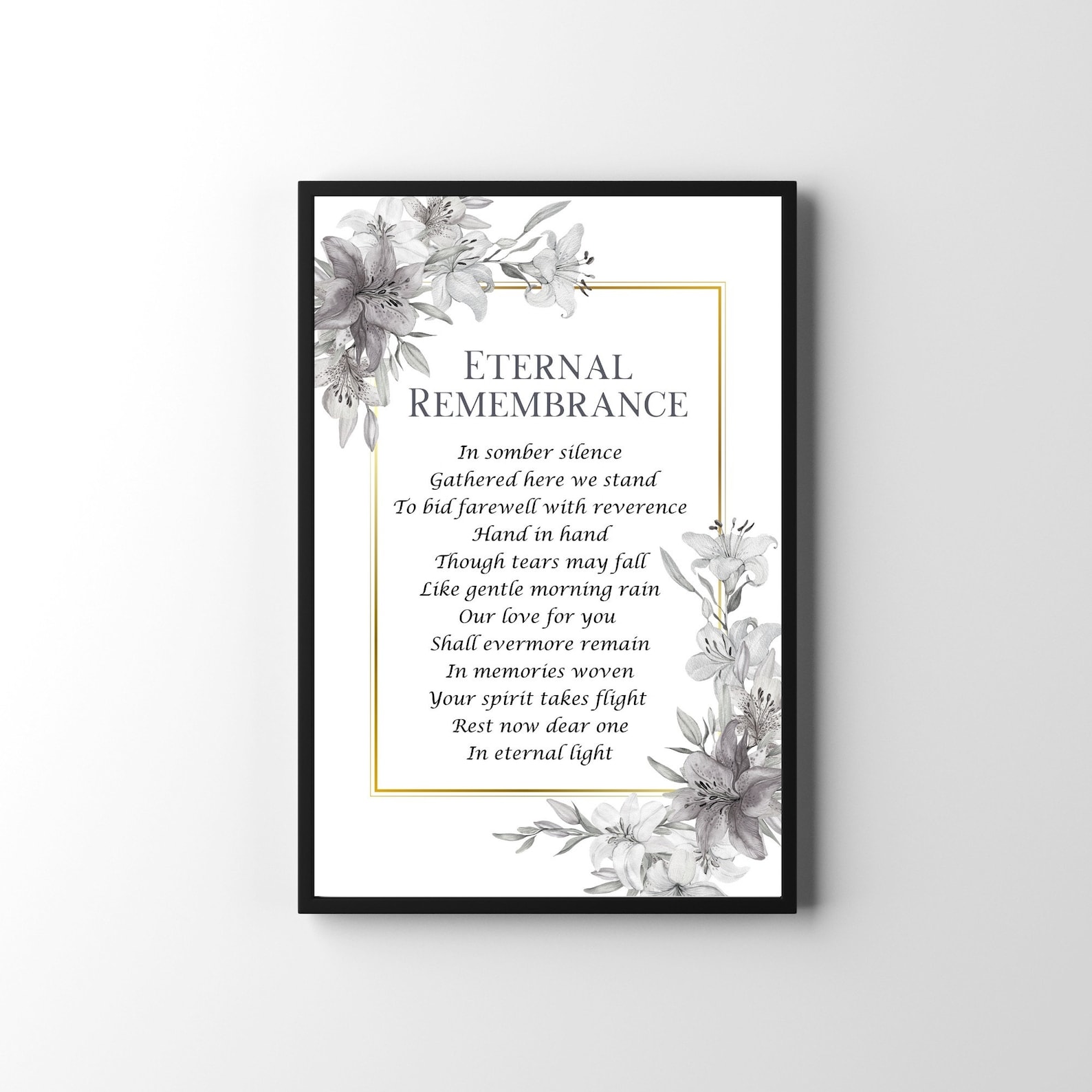 Eternal Remembrance, Printable Grief Quote, Funeral Poem Sign, Bereavement Poem Wall Art ...