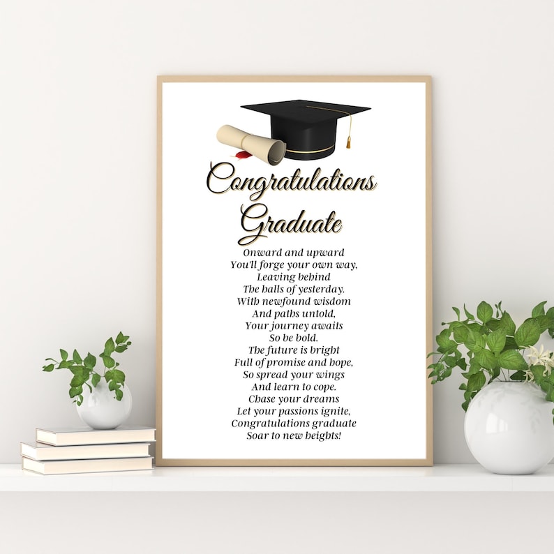 Graduation Poem, Graduation Quote Wall Art, Graduation Gifts
