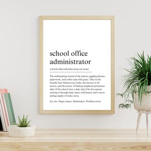 School Office Administrator Definition Print, Office Staff Thank you, School Staff Appreciation, School Secretary Gift, School Office Decor