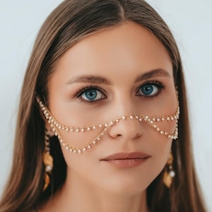 Face Chain Jewelry, Face Jewelry, Body Jewelry, Festival Jewelry, Face Chain, Costume jewelry, face mask, Burning Man, Nose Bridge, Piercing