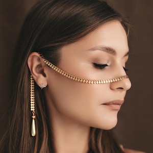 Face Chain, Face Jewelry, Head jewelry, Wedding jewerly, Body Jewelry, Festival Jewelry, Costume jewelry, Burning Man, Nose Bridge, Veil