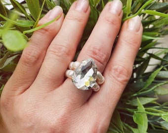 Freshwater Pearl Ring, Stretch Ring, Boho Stretch Pearl Ring, Pearl Ring, Stackable Beaded Ring, Gemstone Ring, Natural Stone, Gift For Her