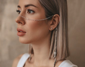 Joyería de cadena para la cara, joyería para la cara, joyería para el cuerpo, joyería para festivales, cadena para el cuerpo, bisutería, máscara facial, Burning Man, Festival de Tulum, velo