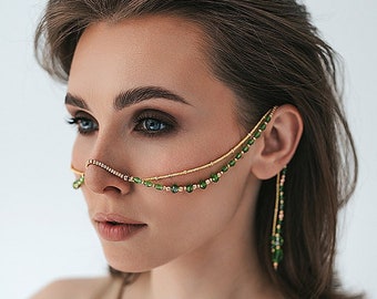 Face Chain Jewelry, Face Jewelry, Body Jewelry, Festival Jewelry, Face Chain, Costume jewelry, face mask, Burning Man, Tulum Festival, Gift