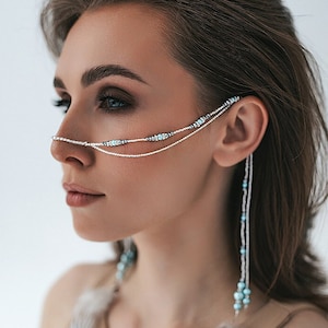 Face Chain Jewelry, Face Jewelry, Body Jewelry, Festival Jewelry, Body chain, Costume jewelry, face mask, Burning Man, Tulum Festival, Veil