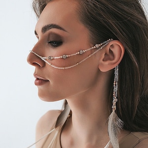 Face Chain Jewelry, Face Jewelry, Body Jewelry, Festival Jewelry, Face Chain, Costume jewelry, face mask, Burning Man, Tulum Festival, Gift