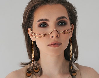 Face Chain Jewelry, Face Jewelry, Body Jewelry, Festival Jewelry, Body chain, Costume jewelry, face mask, Burning Man, Festival Outfit