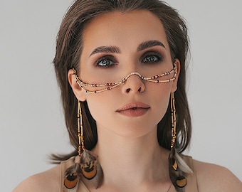 Face Chain Jewelry, Face Jewelry, Body Jewelry, Festival Jewelry, Body chain, Costume jewelry, face mask, Burning Man, Festival Outfit