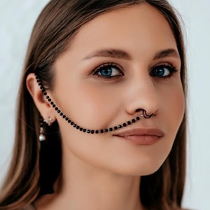 Nose to Ear chain, Fake Nose ring, Body Jewelry, Festival Jewelry, Burning Man, Face Chain, Nose Cuff, Lip cuff, Face Jewelry, Face Harness