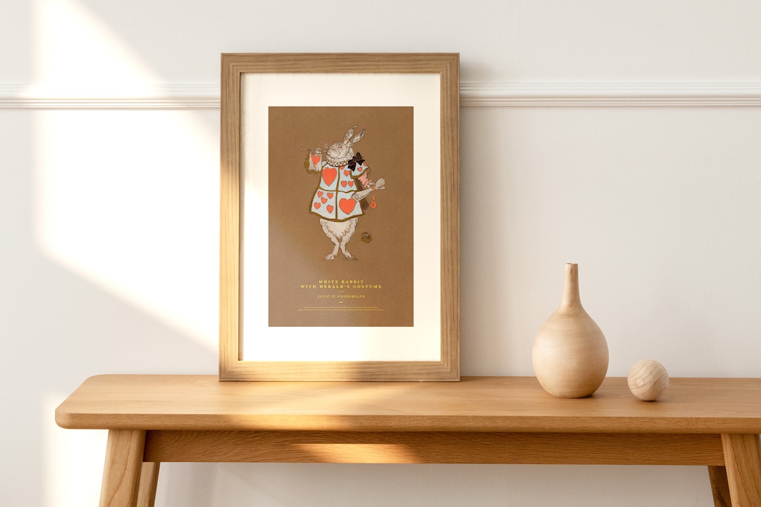 White Herald Rabbit White Rabbit in Herald Costume in Alice in Wonderland Wall Art Alice ...