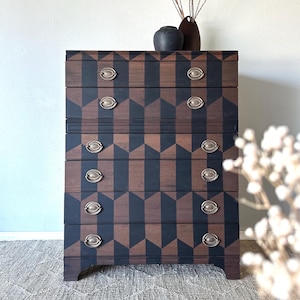 Custom Order Option- Vintage Modern Style Geometric Pattern Dresser