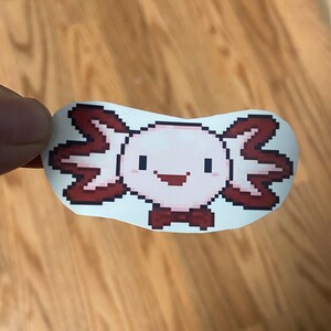 Axolotl Bowtie Pixel Art Vinyl Handcut Sticker Decal