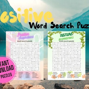POSITIVE Affirmation Word Search Puzzle - 2 x Instant Digital Printable Games  | Fun Brain Teaser for Teens Adults Seniors