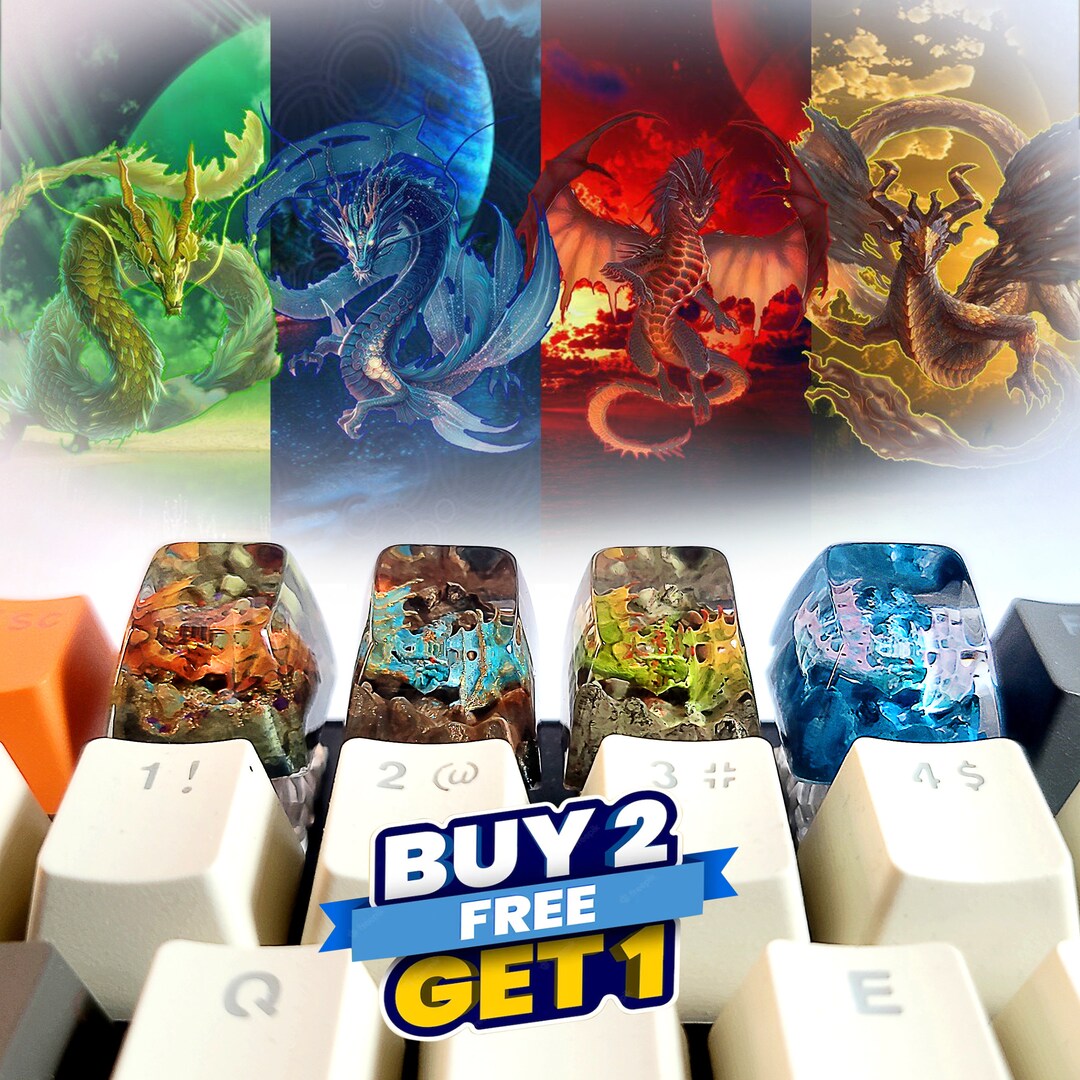 Dragon Keycap, DRAGON Set Artisan Keycap, Kepcap Set, Custom Keycaps