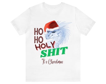 Ho Ho Puta Merda, é Natal - Chapéu de Papai Noel Dragão Mal-humorado Camiseta engraçada de Natal - Wof - Asas de fogo - SEM AI