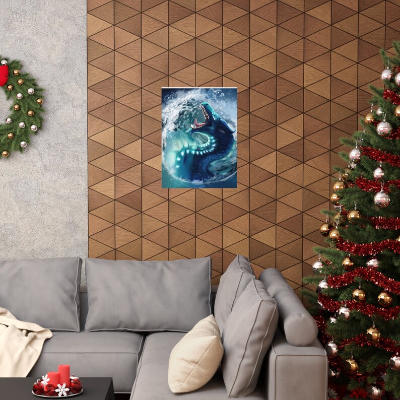 Tsunami Dragon poster, dragon, water, sea serpent, no-AI, human-made artwork, wof, wings of fire, fantasy image 4