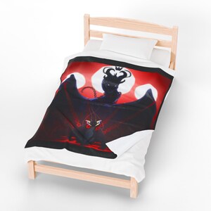 Manta de Darkstalker y Peacemaker, manta de felpa, alas de fuego, SIN IA, obra de arte hecha por humanos, wof, dragón, fantasía imagen 3