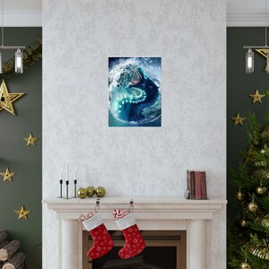 Tsunami Dragon poster, dragon, water, sea serpent, no-AI, human-made artwork, wof, wings of fire, fantasy image 7