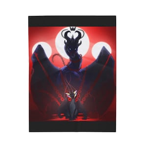 Manta de Darkstalker y Peacemaker, manta de felpa, alas de fuego, SIN IA, obra de arte hecha por humanos, wof, dragón, fantasía imagen 8