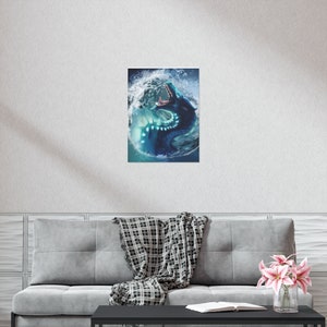 Tsunami Dragon poster, dragon, water, sea serpent, no-AI, human-made artwork, wof, wings of fire, fantasy image 6