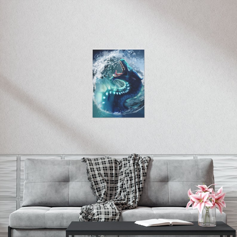 Tsunami Dragon poster, dragon, water, sea serpent, no-AI, human-made artwork, wof, wings of fire, fantasy image 6