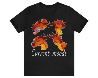 Camiseta Current Moods, dragões, dragão de fogo, traje de fantasia, asas de fogo, wof, arte gerada sem IA