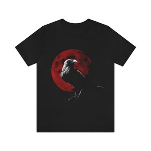 Blood Moon Raven Shirt, Blood Moon Shirt, Blood Moon and Raven, Goth Raven Shirt, Bird Lover Shirt, Crow Shirt, Dungeons and Dragons (DnD)