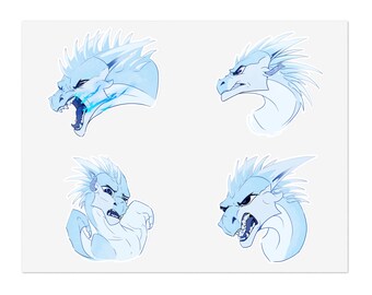 Winter Stickers, Physischer Stickerbogen, Flügel des Feuers, wof, Eisdrache, Non-AI