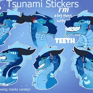 Pegatina digital, pegatinas de dragón, pegatinas de tsunami, pegatinas de Discord, alas de fuego, wof, dragón de agua, sin IA