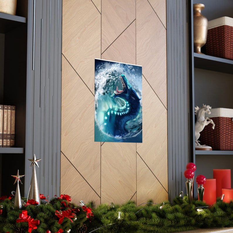 Tsunami Dragon poster, dragon, water, sea serpent, no-AI, human-made artwork, wof, wings of fire, fantasy image 5