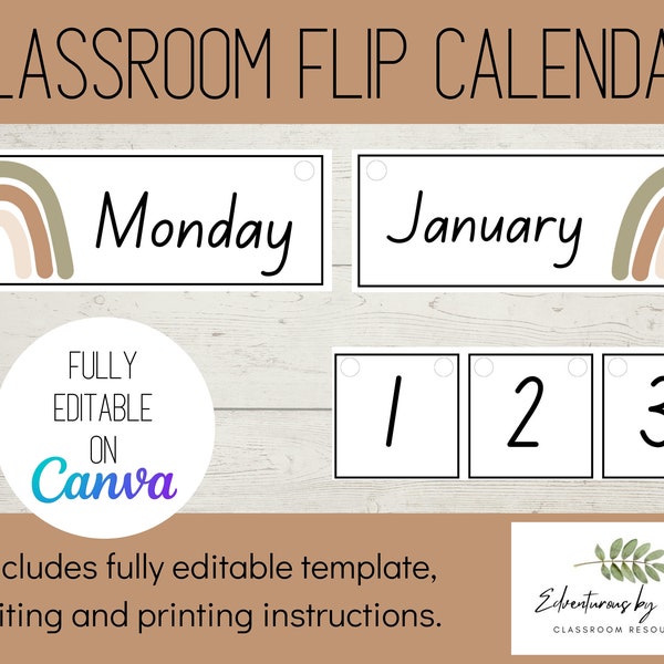 Classroom Flip Calendar: Boho Rainbow