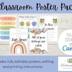 Printable Classroom Affirmation Poster Pack| Bulletin Board Posters| Instant Downloads