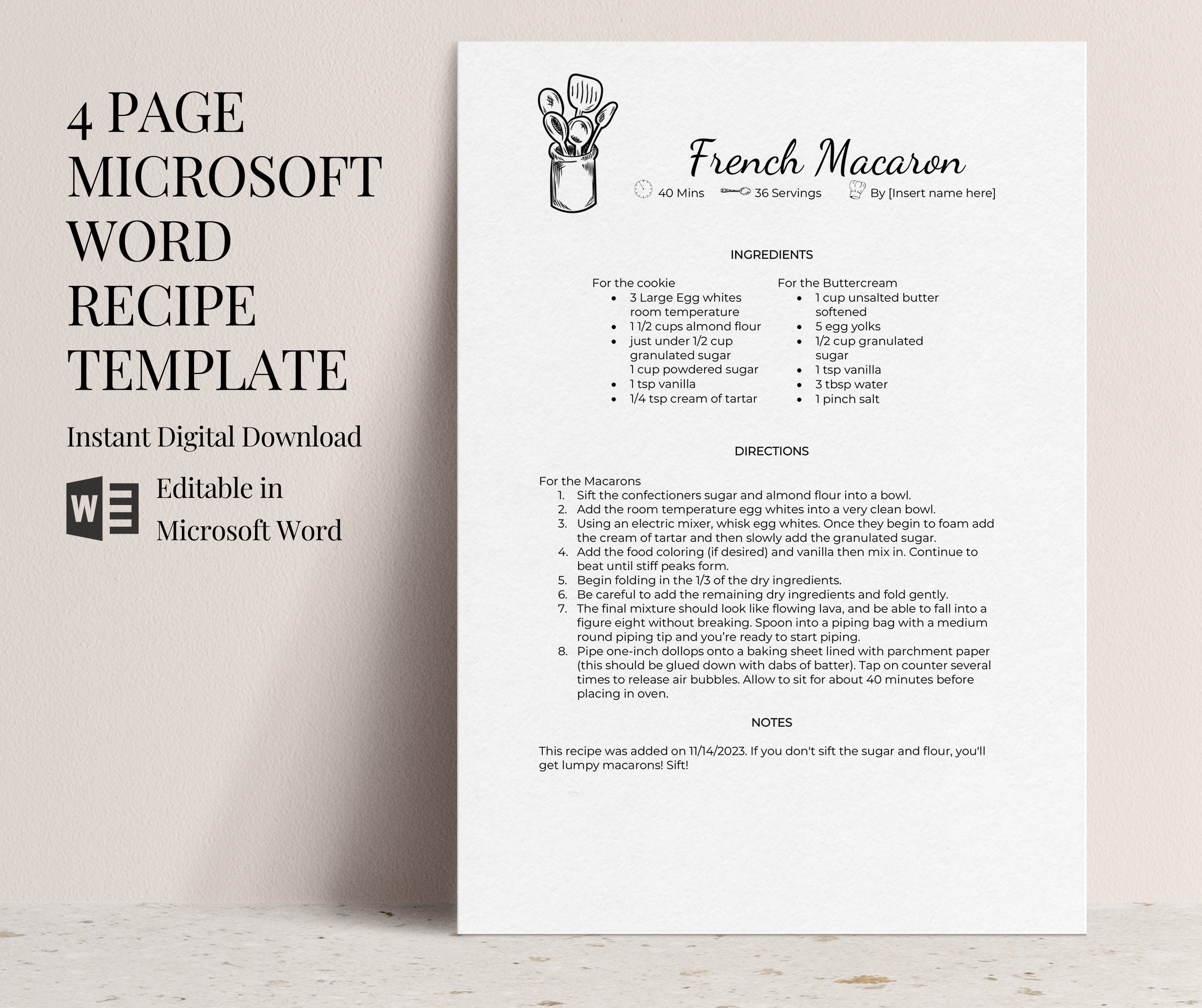 Recipe Template Word Recipe Template Word