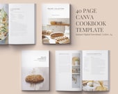 Canva Recipe Cookbook Template, 40 Page Cookbook Template, Editable Recipe Book, Simple Modern Minimalist Design, A4, Letter