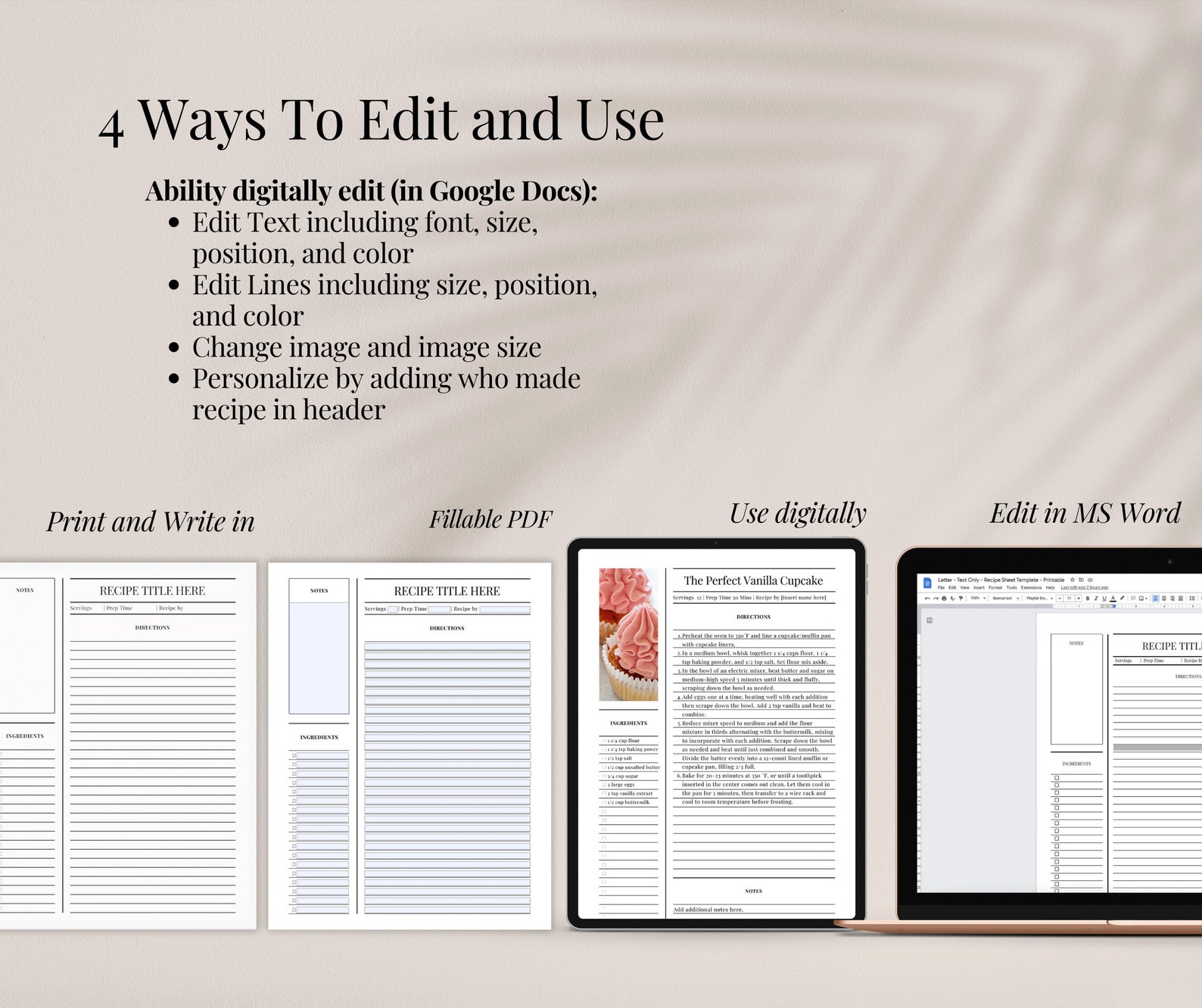 Google Docs Recipe Template 4 Editable Recipe Binder Etsy resume-templates-google-docs-reddit-12-templates-example