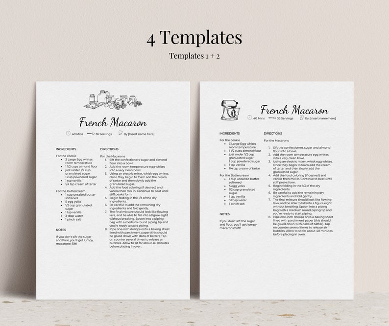 Microsoft word recipe template editable 4 recipe page template recipe