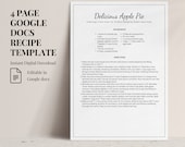 4 Editable Google Docs Recipe Template, Farmhouse Recipe Design Template, Recipe Sheet Template, Recipe Cookbook Templates, A4, 8.5x11