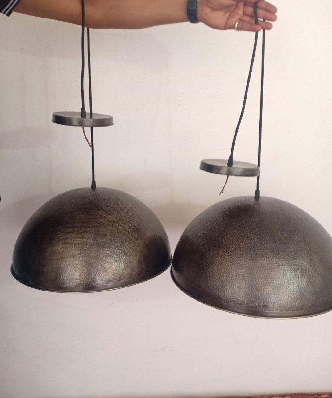 Suspension Luminaire Marocain En Laiton – Abat-jour Dôme – Fait Main NEUF