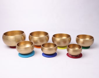 Authentic Singing Bowl Set of 7 • chakra singing bowl set • Sound healing bath,Meditation bowl • tibetan singing bowl set handmade in Nepal