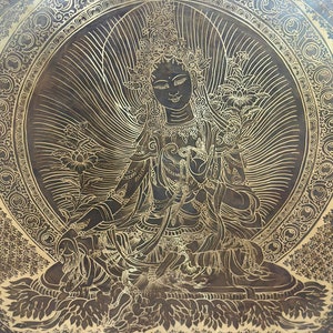 30% Off Today!!! Tibetan Gong GREENTARA MANTRA handmade in Nepal AUTHENTIC for Sound Healing Sound Bath Sessions image 6