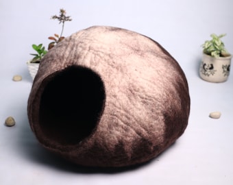 Cat Cave, Cat House ,Wool 100% Handmade in Nepal, Pet Cave Felt Wool, Cat Cocoon, Cat House Indoor, Best cat beds for Kittens/Cats
