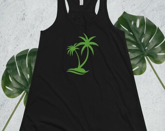 Palm Tree Racerback Tank Top: Women's Flowy Summer Apparel