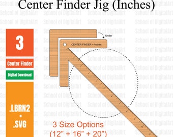 Center FinderTool de base, règle Center Finder, Center Finder svg, gabarit de rayon, règle, xTool, fichier Lightburn, fichier Glowforge, travail du bois, D1