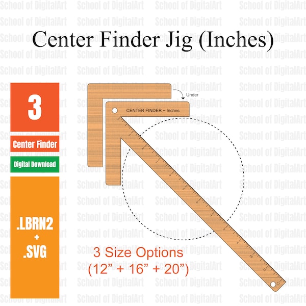 Basic Center FinderTool, Center Finder Ruler, Center Finder svg, Radius Jig, Ruler, xTool, Lightburn File, Glowforge file, Wood working, D1