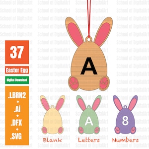Huevo de Pascua svg, Huevo de Pascua láser svg, Adornos de Pascua, Archivos láser de Pascua, Alfabeto de Pascua, Conejito de Pascua Svg, cartel de bienvenida de Pascua, monograma