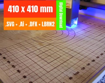 Basic Waste Grid 410x410 for laser machines. Lightburn ready to engrave + .dxf + .svg + ai file Templates for increased engraving