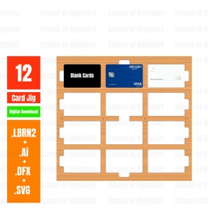 Gabarito para cartão de visita de metal, 3,4 x 2,1 polegadas - tamanho comum de cartão de crédito, gabarito para gravação de cartão, gabarito a laser, arquivos cortados a laser, corte a laser, gabarito para 12 cartões